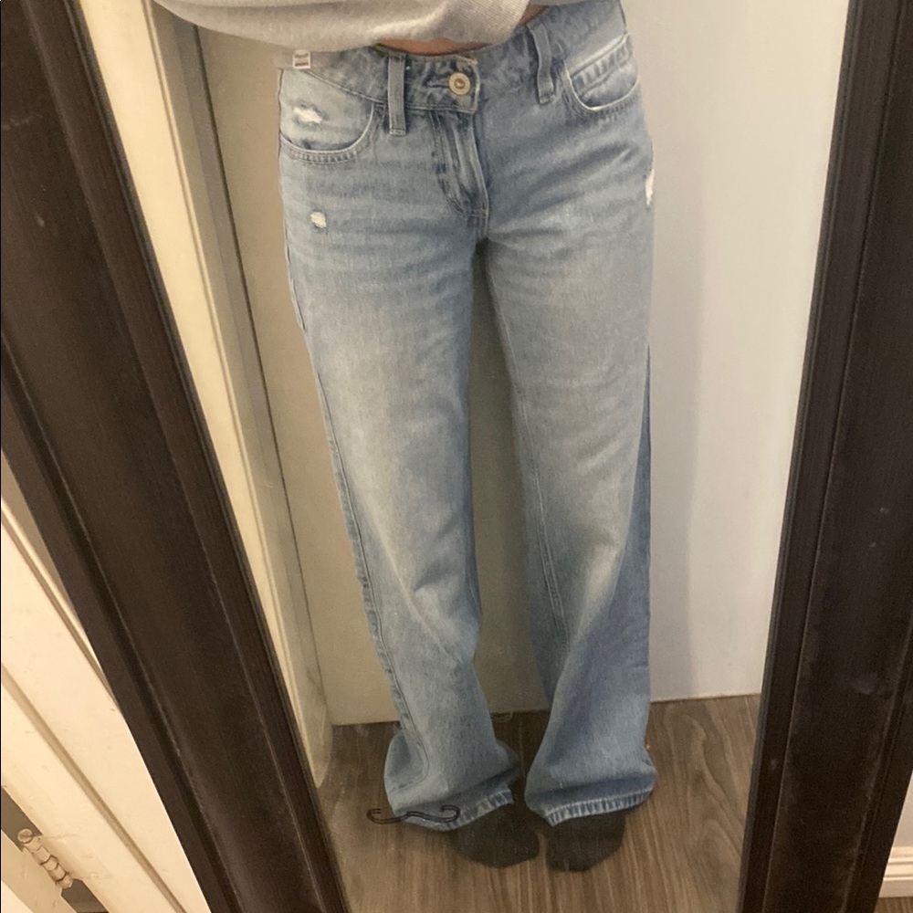 Hollister Blue Low Rise Baggy Jeans